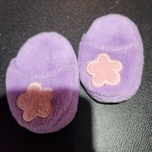 Purple with pink flower slippers for 18" dolls